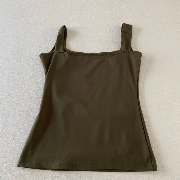 Free People Intimately Tank Top XS Olive Green Square Neck Seamless Stretch Cami - Picture 2 of 6